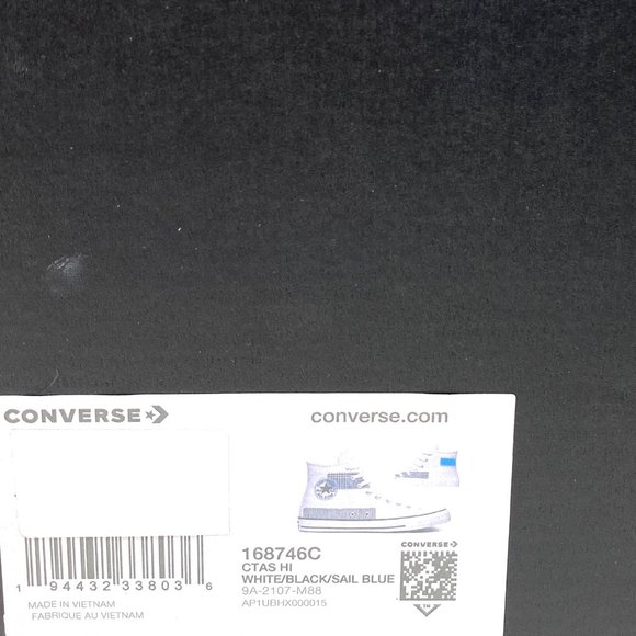 💖MEGA SALE💖Converse Ctas HI White Blue High Top Men's Sneakers Canvas 168746C - Picture 8 of 9